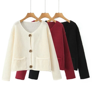 Cardigan In Maglia Con Scollo A V Da Donna Maglione A Maniche Lunghe Bottoni In Metallo Con Tasche
