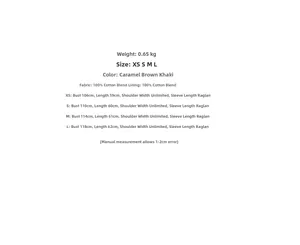 Detailed size guide and cotton blend material specs for this casual lapel trench coat