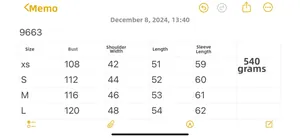 Detailed size chart for faux fur woolen coat including chest, shoulder and length metrics