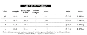 Detailed size chart for women's faux shearling vest featuring XS to L measurements