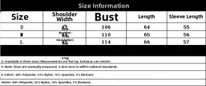 Detailed size chart for women's loose long sleeve knitted cardigan with fabric composition