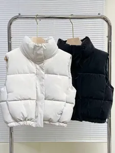 Women Casual Stand Collar Quilted Puffer Vest Sleeveless Warm Padded Jacket Cotton Filled Bodywarmer With Hem Drawstring