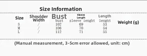 Size chart with measurements for women motorcycle faux leather jacket in centimeters