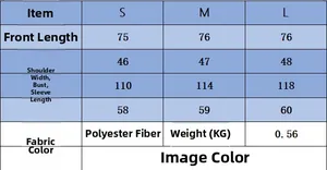 Detaillierte Größentabelle für die Strickjacke mit V-Ausschnitt und Maßen in Zentimetern
