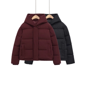 Veste Matelassée à Capuche pour Femme Hiver Chaud Court Manteau Rembourré de Coton Avec Poches Décontracté Vêtements d'Extérieur