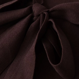 Damen Strickjacke in Dunkelbraun mit V-Ausschnitt und modischem Taillengürtel-Bindung