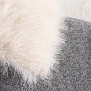 Manteau d'hiver oversize pour femme avec col en fausse fourrure crème et tissu laineux gris