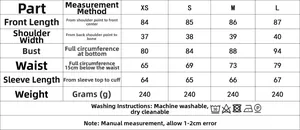 Size chart for slim fit dress with measurements for length, chest, waist, and sleeve