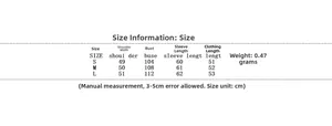 Detailed size chart for hooded reversible cotton jacket including S, M, L measurements