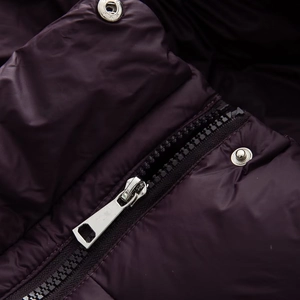 Deep purple quilted cotton jacket featuring premium metal zipper and durable snap buttons