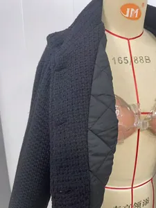 Detail shot of the black quilted lining on this winter jacket for extra warmth