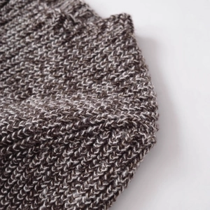 Haut tricoté pour femme à franges à manches courtes en motif tissé café et beige