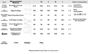 Tableau des tailles détaillé pour veste moto vintage femme incluant les mesures du XS au L