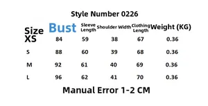 Tabella taglie dettagliata per blazer slim con misure di busto maniche e spalle
