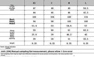 Detailed size guide for women's contrast stitch jacket with measurements in centimeters