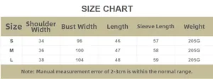 Detailed size chart for women's knit cardigan showing shoulder, bust, and length measurements