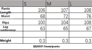 Tableau des tailles pour ensemble sweat à capuche et pantalon en polaire femme