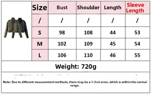 Tableau des tailles détaillé pour veste en similicuir femme avec mesures des manches