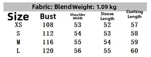 Size chart for women's animal print faux fur jacket with measurements in centimeters