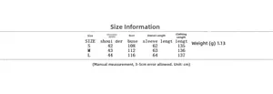 Detailed size chart for long faux leather trench coat including chest and length metrics