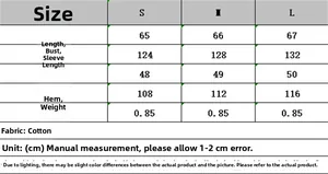 Detailed size chart for the loose fit cotton knit sweater showing S M L dimensions