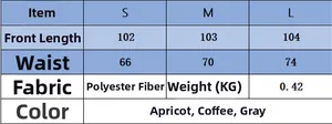 Size guide for women knit tunic dress showing bust and waist measurements in S M L