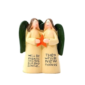 Friendship resin angel figurine statue with sentimental message and orange star
