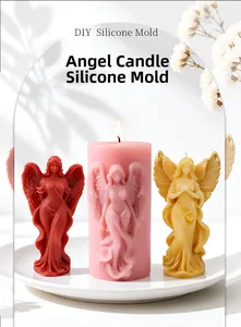 Detailed little angel silicone mold for DIY candles with intricate embossed feather wings