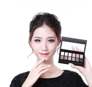 Detailed view of a 12-color nude eyeshadow palette with matte and shimmer neutral tones
