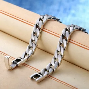 Vintage 925 sterling silver style Cuban link bracelet with a secure fold-over clasp