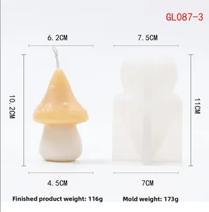 Silicone mushroom candle mold with dimensions and weight for DIY aromatherapy casting