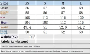 Tableau des tailles pour veste en polaire femme incluant mesures XS à L en CM