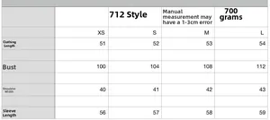 Detailed size guide table for women's soft short jacket showing dimensions from XS to L