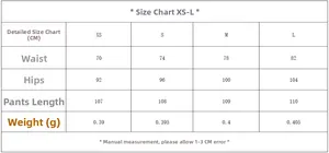 Tableau des tailles détaillé pour ensemble gilet et pantalon femme du XS au L
