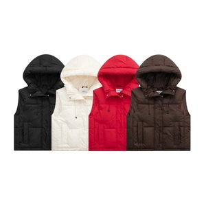 Women Hooded Puffer Vest Quilted Sleeveless Jacket With Drawstring Pockets Casual Warm Winter Outwear Zip Up Gilet