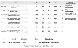 Detailed size chart for the suede jacket showing measurements in XS, S, M, L dimensions