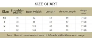 Guide des tailles détaillé pour veste femme avec mesures d'épaules de buste et longueur