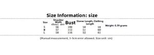 Detailed size chart for women's diamond quilted jacket including S, M, L measurements