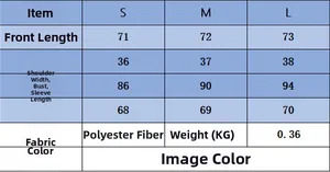 Detailed size chart for women's knitted pullover with measurements in centimeters