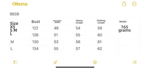 Tableau des tailles détaillé pour veste en cuir femme montrant buste et longueur