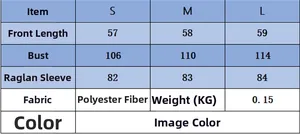 Detailed size chart for the minimalist round neck knit sweater in S, M, and L sizes