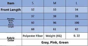 Size chart with measurements for women's knit sweater including S, M, L dimensions