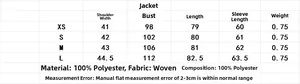 Tabella taglie dettagliata per trench antivento da donna, misure dalla XS alla L