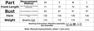 Detailed size chart for lace satin slip dress set showing measurements from XS to L