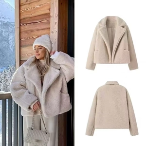 Women Casual Faux Sherpa Teddy Coat Lapel Thick Warm Winter Jacket Soft Fleece Outerwear With Pockets For Women Fashion