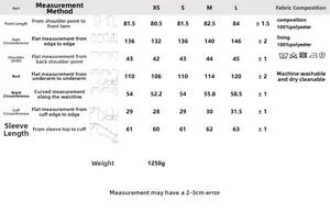 Detailed size chart for women's double-breasted trench coat with 100% polyester fabric