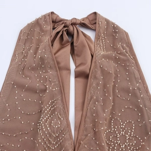 Sexy brown halter top with shimmering sequins and mesh fabric for a street style look