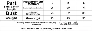 Detailed size chart for lace top and satin skirt including S, M, L measurements