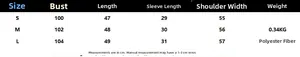 Size chart for French style knitted cardigan showing dimensions in S, M, and L sizes