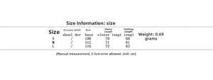 Detailed size chart for women's PU leather jacket including bust and length in cm
